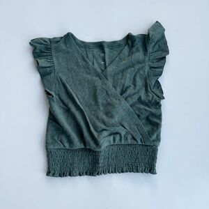 GAP Green Wrap Ruffled Blouse